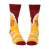red socks with big yellow beer wave around toe and ankle 