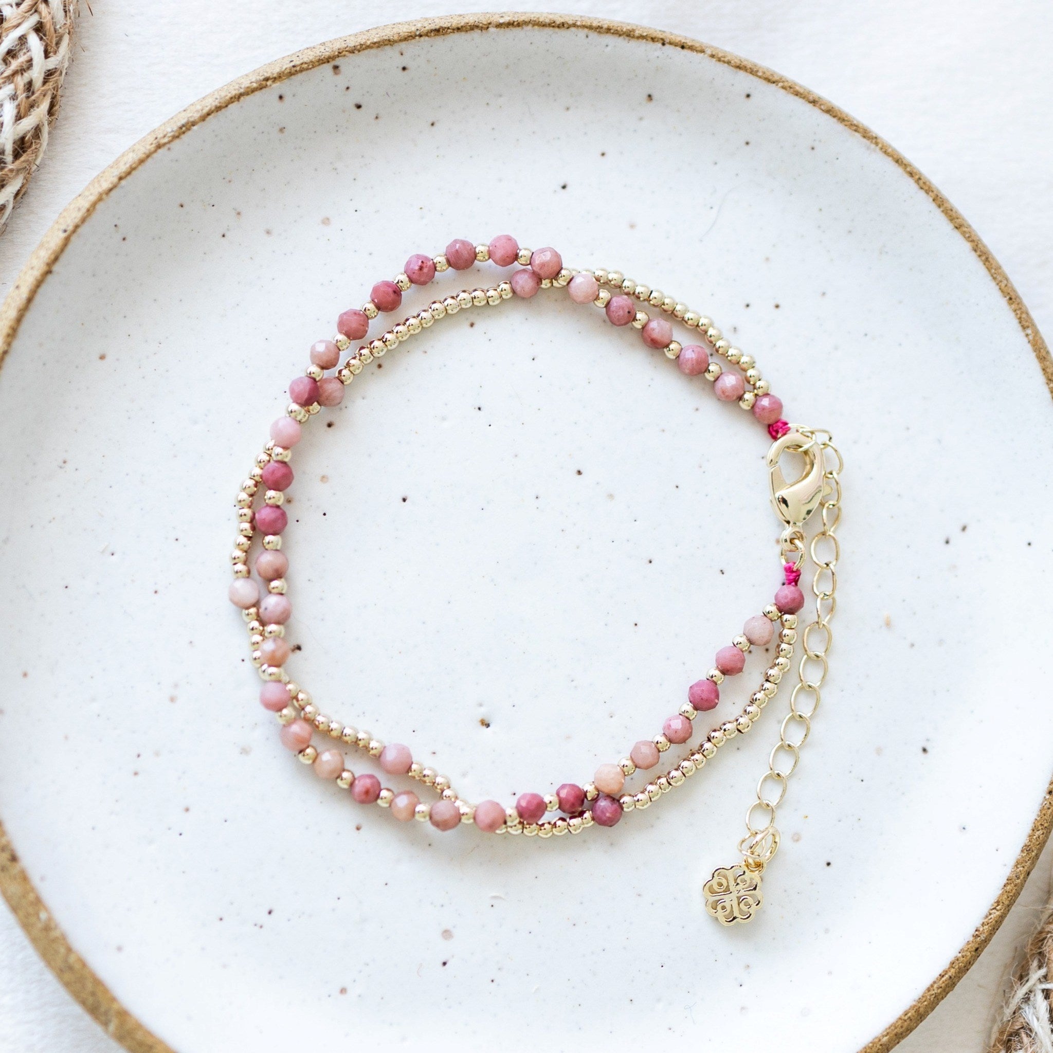 BRILLIANT BRACELET in GOLD & PINK RHODONITE by GLEE
