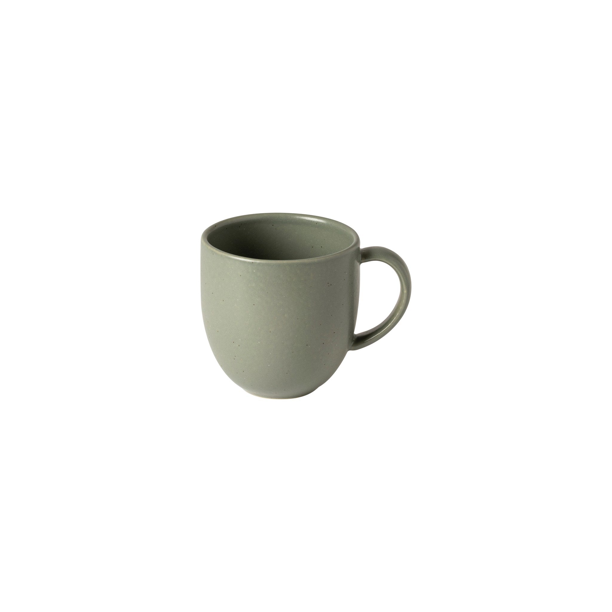 Green ceramic mug on a white background