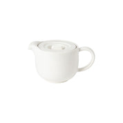 White ceramic teapot on a white background