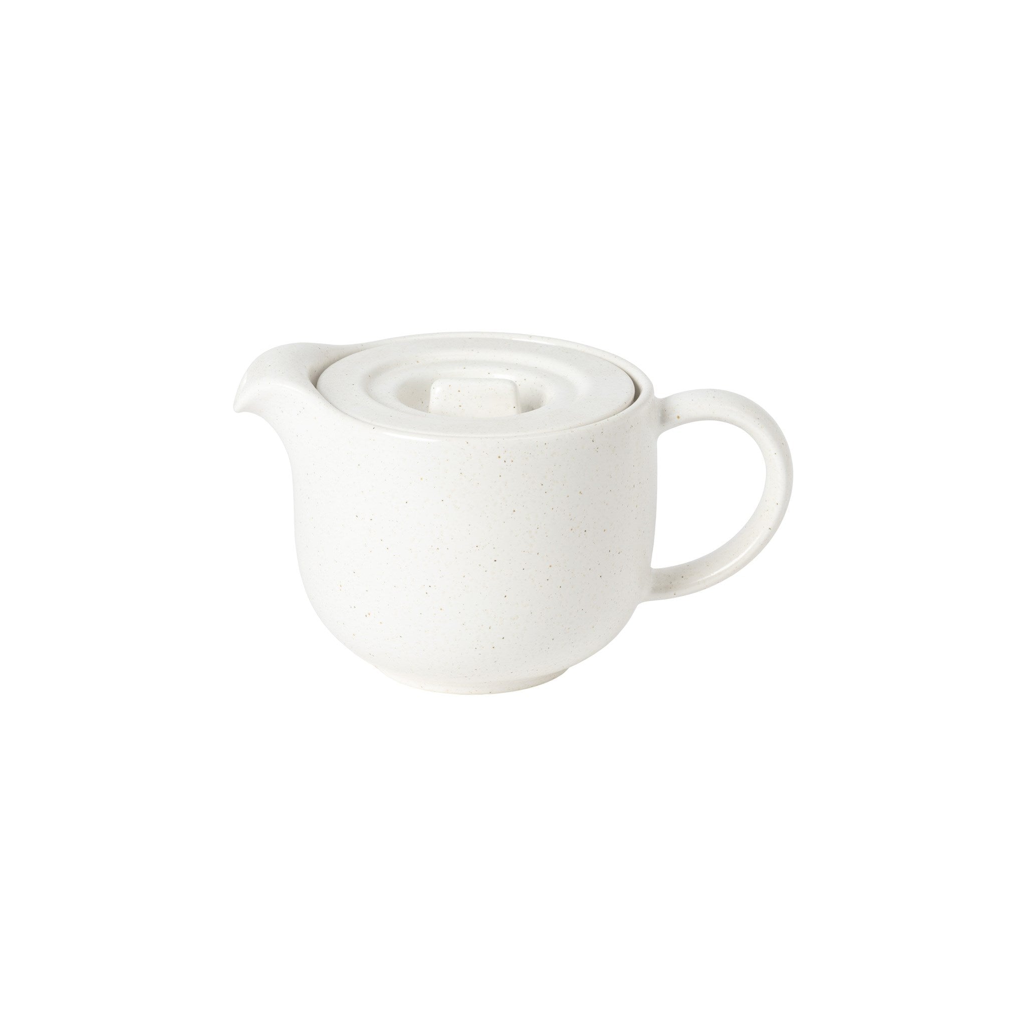 White ceramic teapot on a white background