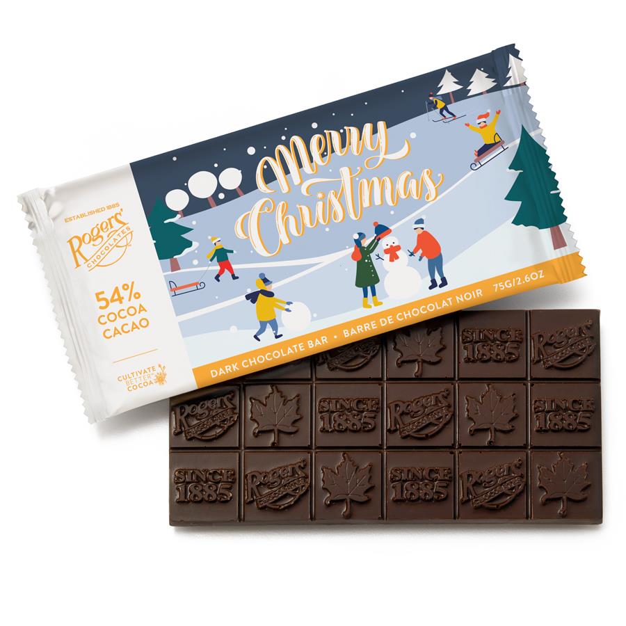 DARK CHOCOLATE MERRY CHRISTMAS BAR by ROGERS' CHOCOLATES