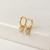 GOLD FLUTTER HEART HUGGIE DROP HOOP EARRINGS by LOVER'S TEMPO