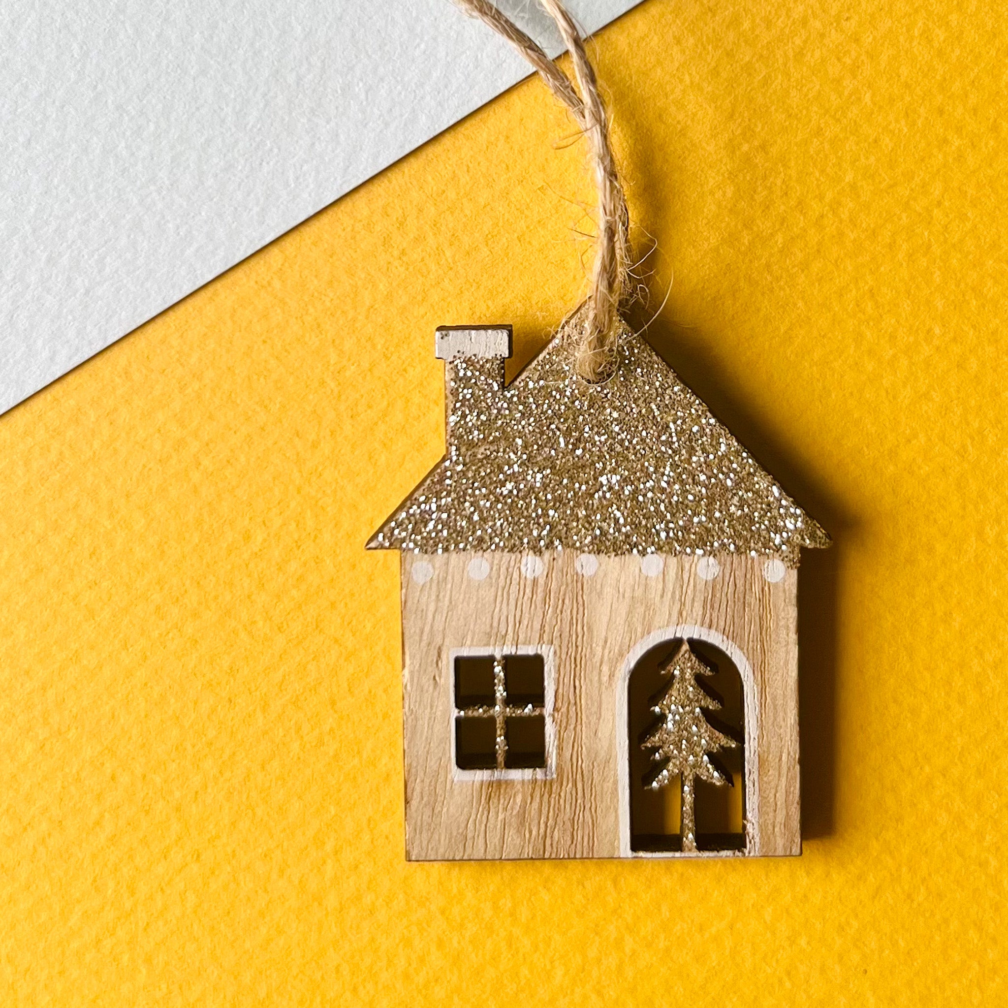 HOUSE WITH TREE IN WINDOW ORNAMENT