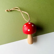 RED WOOD MUSHROOM ORNAMENT