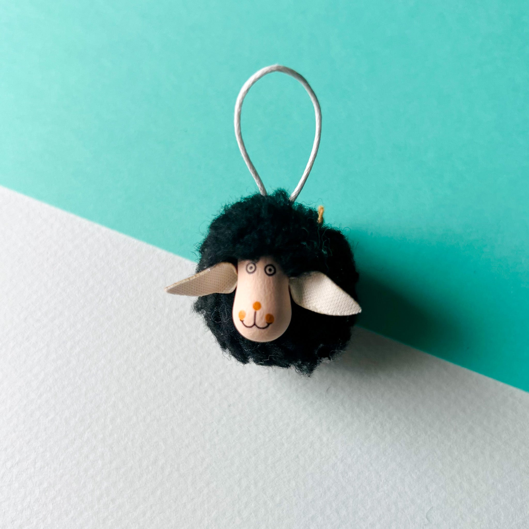 BLACK WOOLY SHEEP ORNAMENT