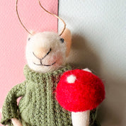 MOUSE IN GREEN DRESS ORNAMENT