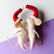 KISSING MICE IN SANTA HATS ORNAMENT