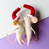 KISSING MICE IN SANTA HATS ORNAMENT