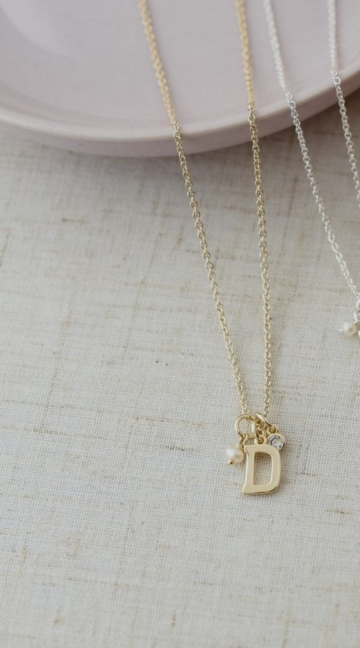 LETTER "D"  INSIGNIA NECKLACE in GOLD by GLEE