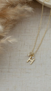 LETTER "H"  INSIGNIA NECKLACE in GOLD by GLEE