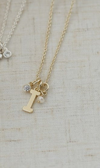 LETTER "I"  INSIGNIA NECKLACE in GOLD by GLEE