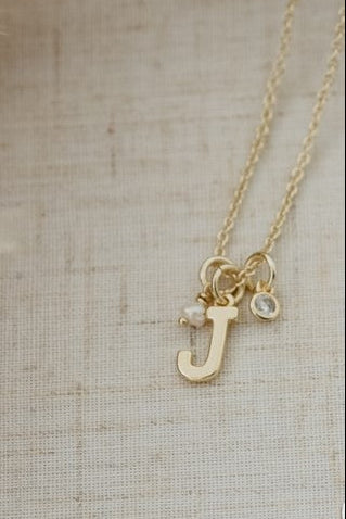 LETTER "J"  INSIGNIA NECKLACE in GOLD by GLEE