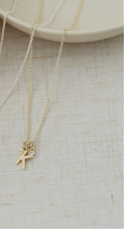 LETTER "K"  INSIGNIA NECKLACE in GOLD by GLEE