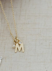 LETTER "M"  INSIGNIA NECKLACE in GOLD by GLEE