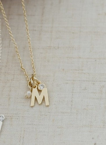 LETTER "M"  INSIGNIA NECKLACE in GOLD by GLEE
