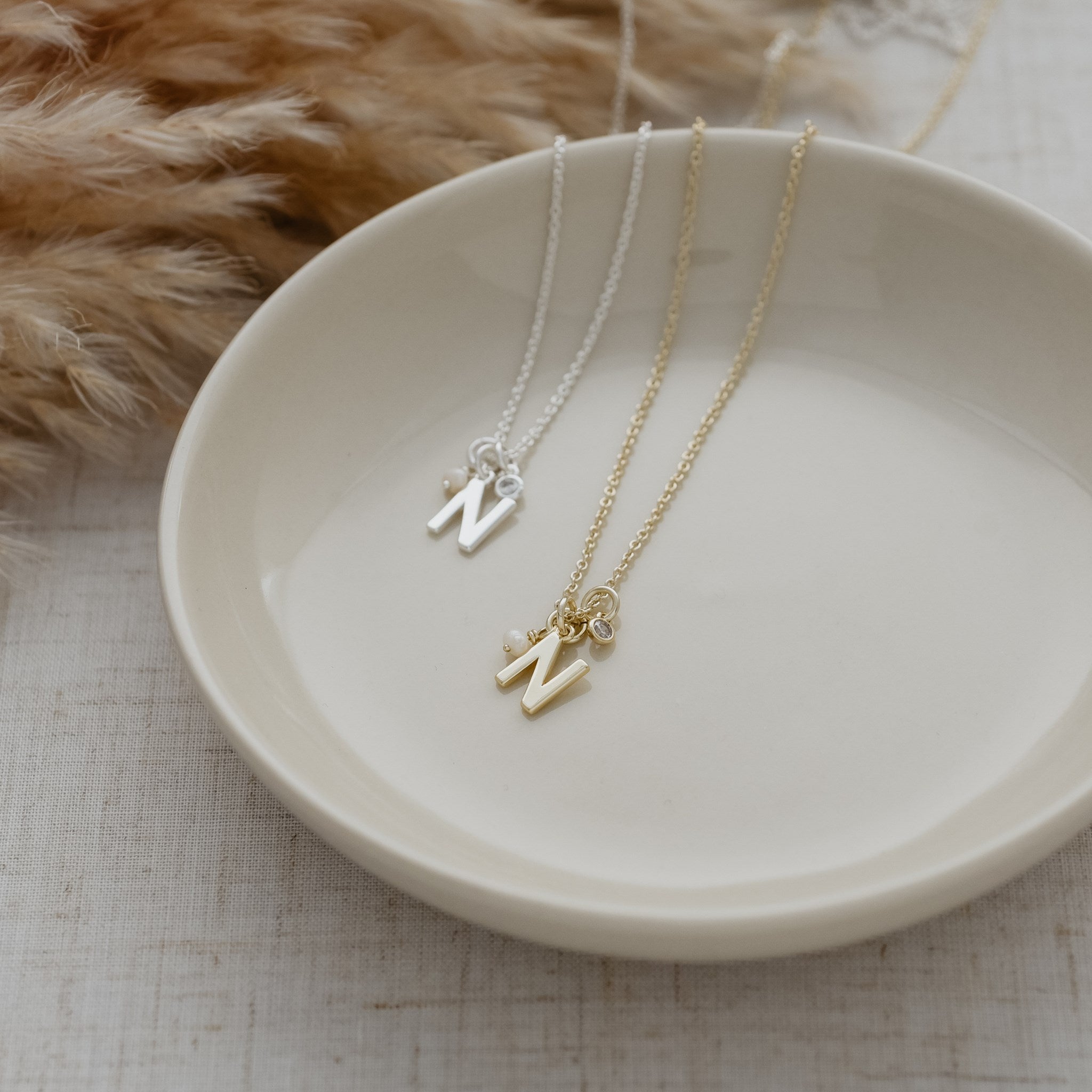 LETTER "N"  INSIGNIA NECKLACE in GOLD by GLEE