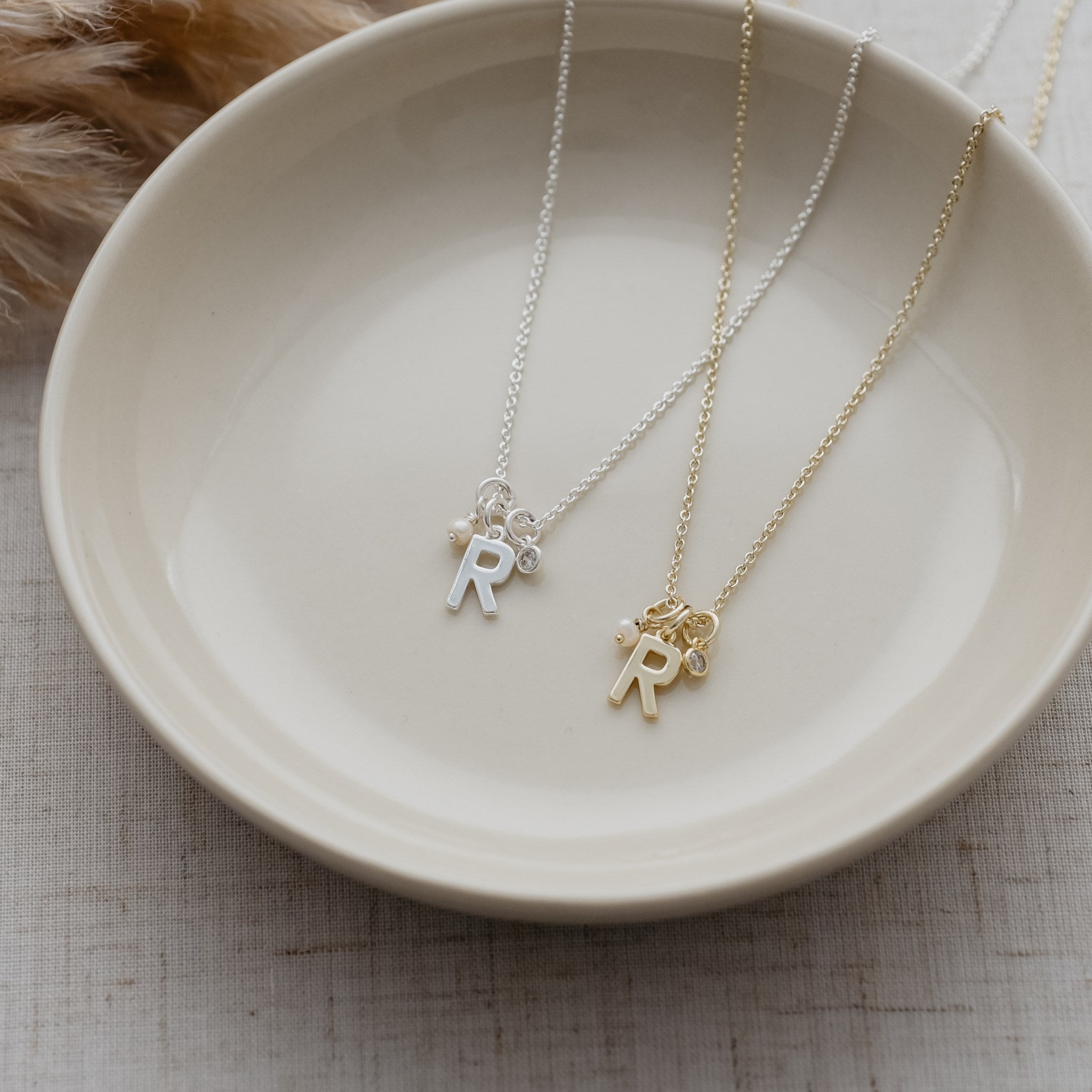 LETTER "R"  INSIGNIA NECKLACE in GOLD by GLEE