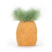 back view of luffy yellow and green pineapple stuffed plush toy made by jellycat