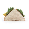 back view of fuzzy soft stuffed plush toy triangle sandwich half with cheese, tomatoes, lettuce  made by jellycat