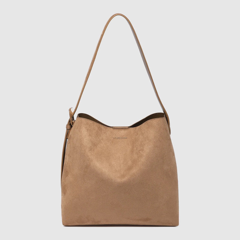PEYTON SHOULDER BAG in SUEDE HONEY by LOUENHIDE