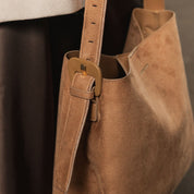 PEYTON SHOULDER BAG in SUEDE HONEY by LOUENHIDE