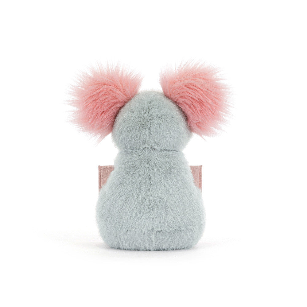 plush koala toy with pink ears on white background