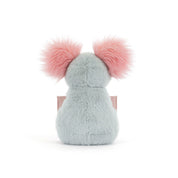 plush koala toy with pink ears on white background