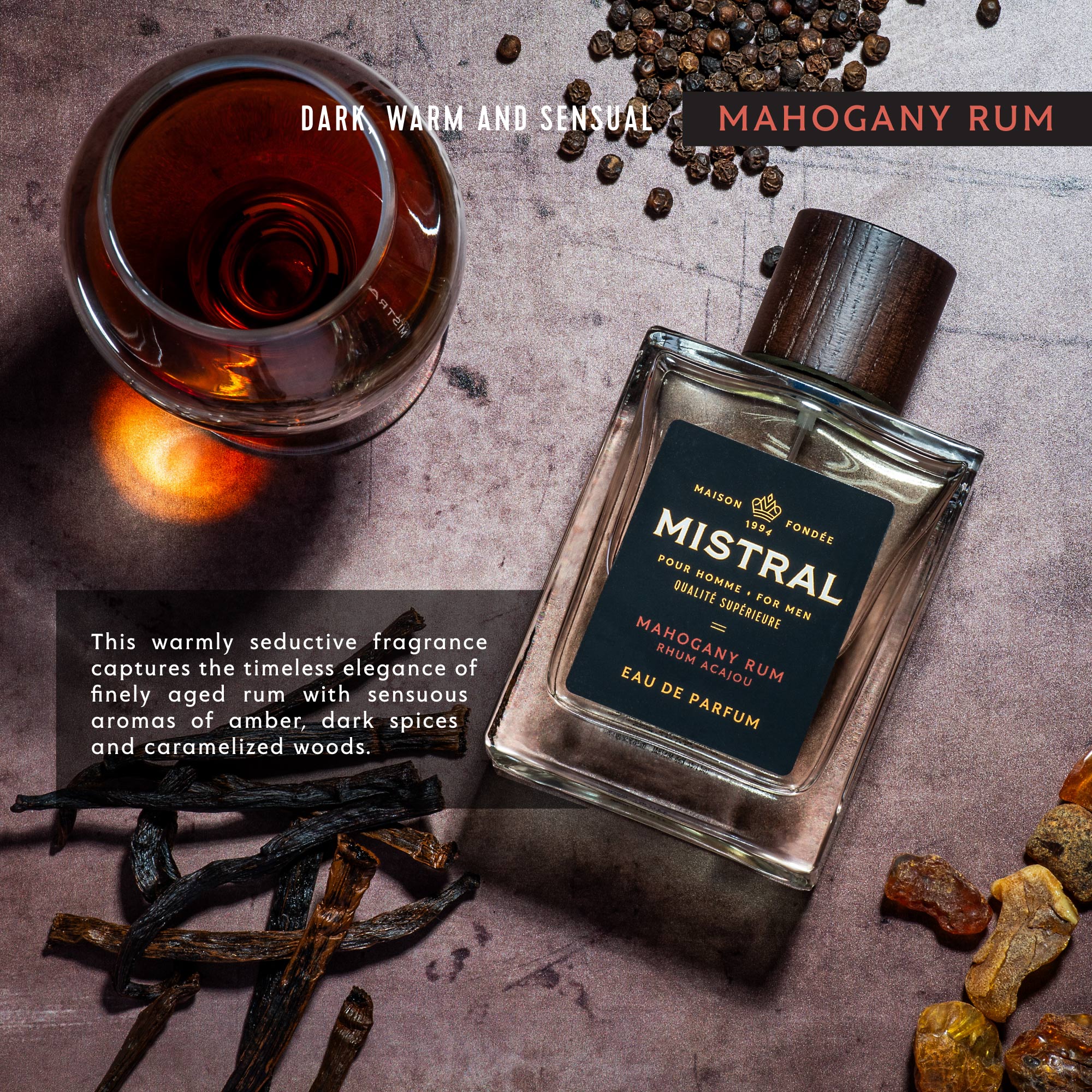 MAHOGANY RUM EAU DE PARFUME by MISTRAL FOR MEN