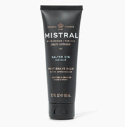 Black tube of Mistral aftershave balm on a white background