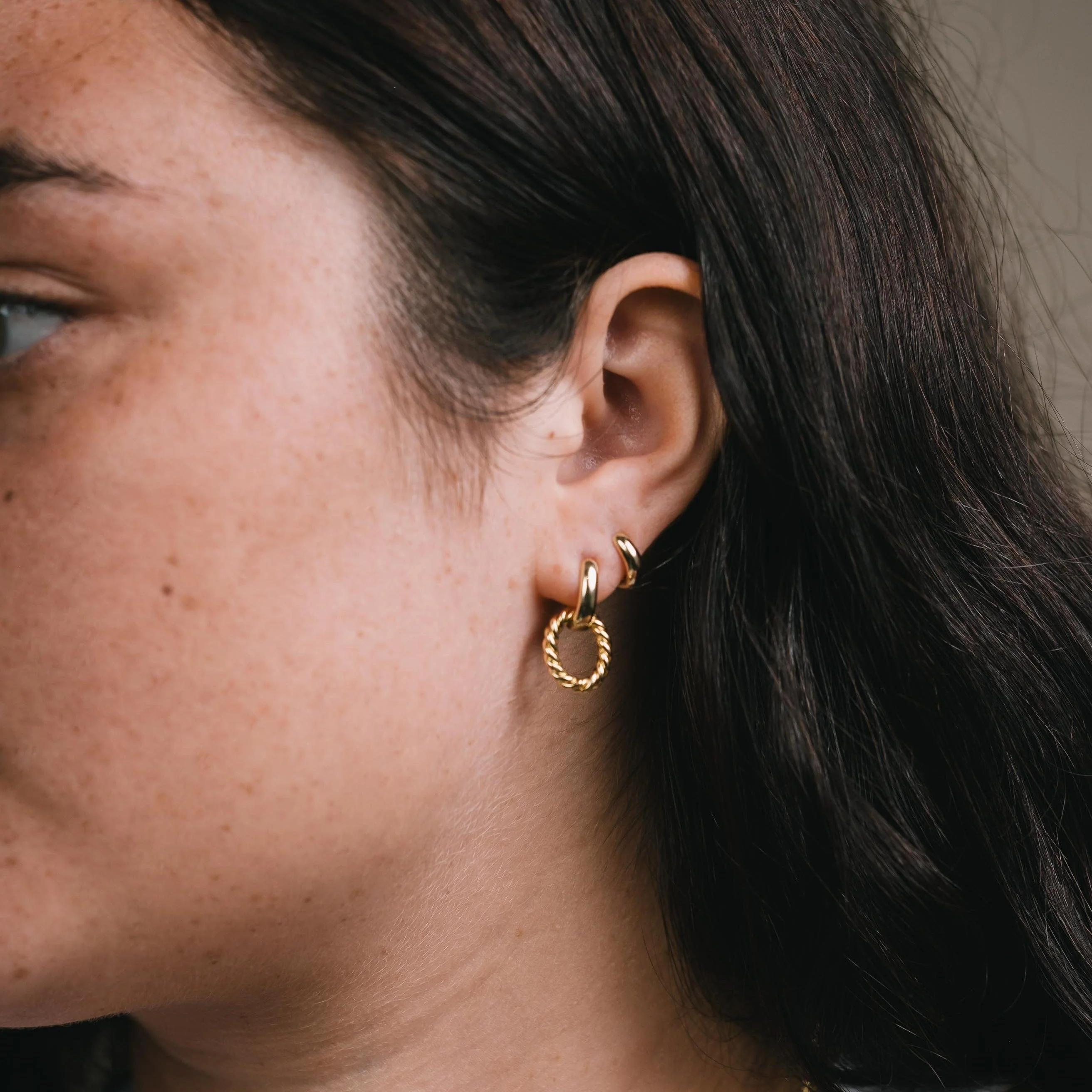 BEA 10MM HUGGIE HOOP EARRINGS GOLD by LOVER'S TEMPO