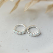 OPAL KISS HOOPS in SILVER & OPALITE by GLEE