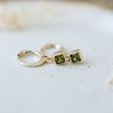 MOSS GREEN PRISM HOOPS in GOLD by GLEE