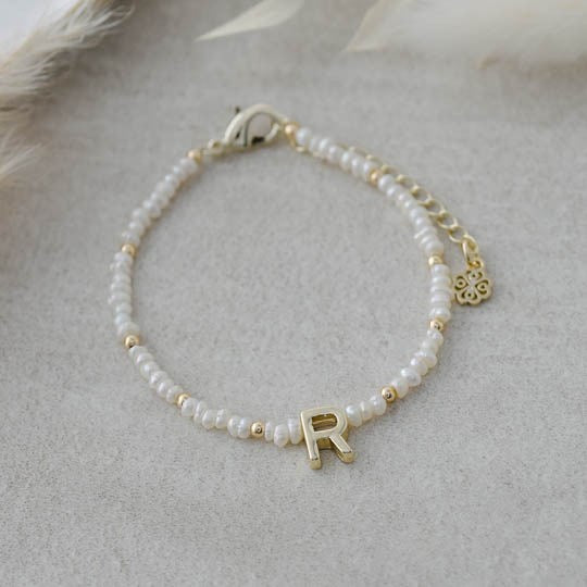 LETTER 'R' QUINTESSENTIAL INSIGNIA BRACELET in GOLD by GLEE