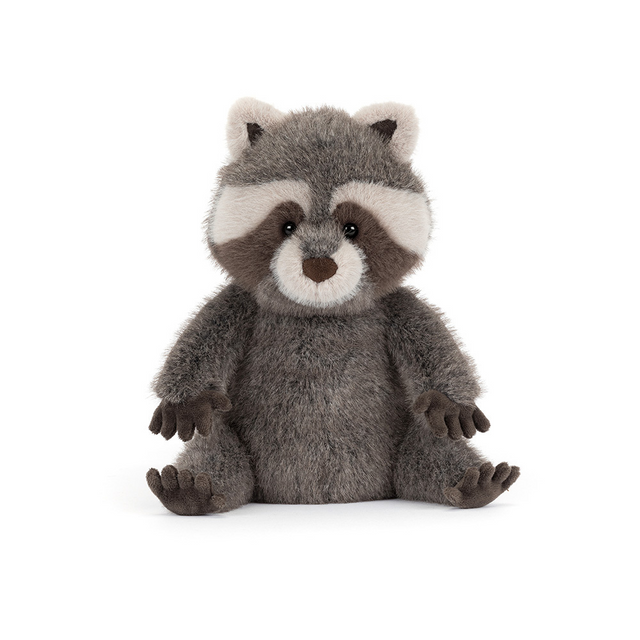  jellycat raccoon plush toy on a white background