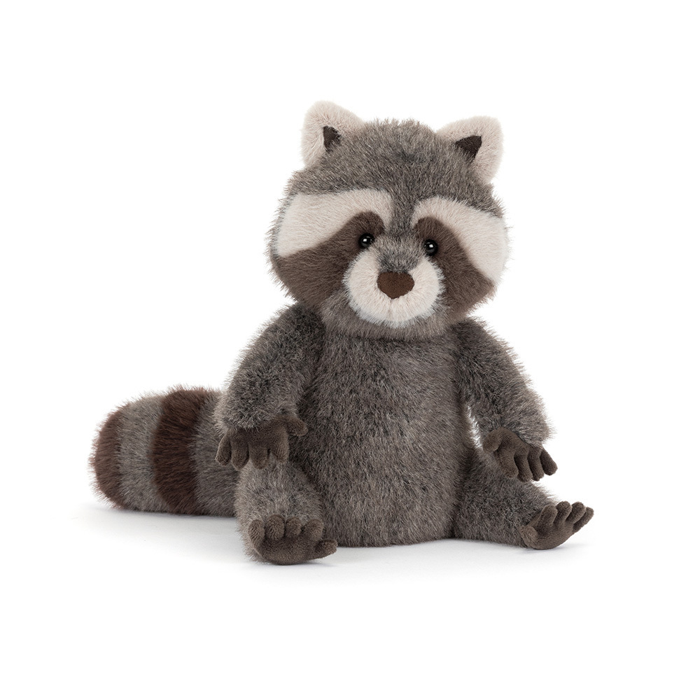  jellycat raccoon plush toy on a white background