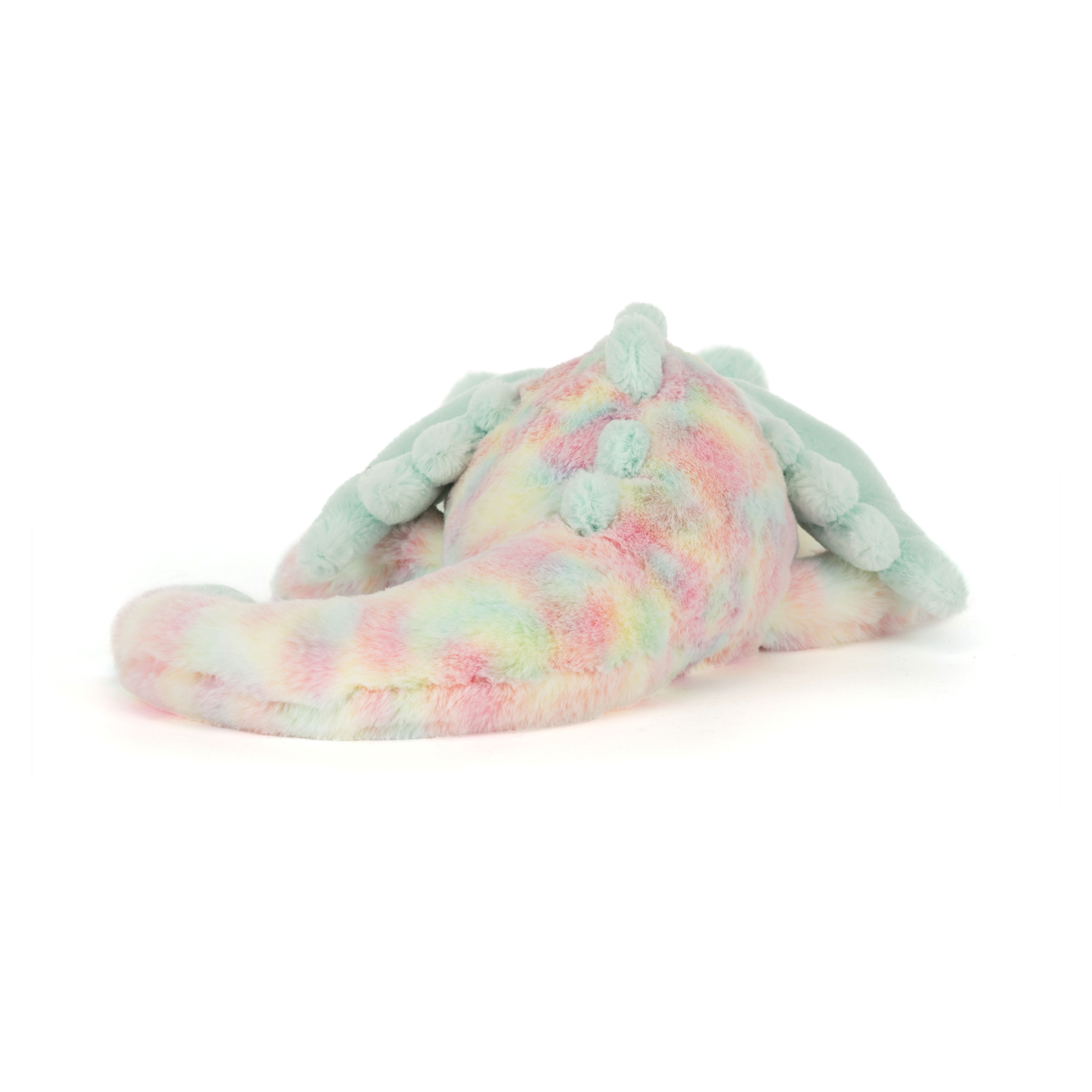 Pastel tie-dye plush toy on a white background