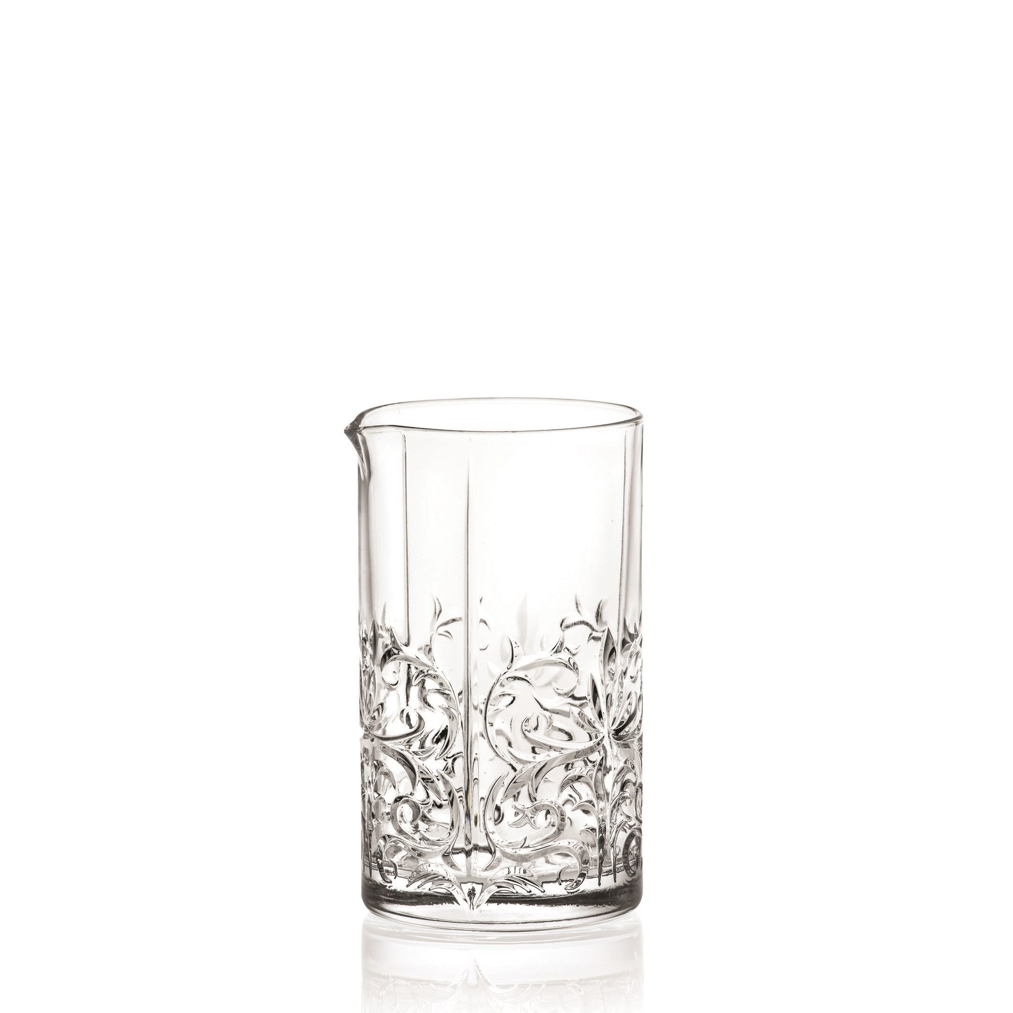 Clear glass with intricate designs on a white background