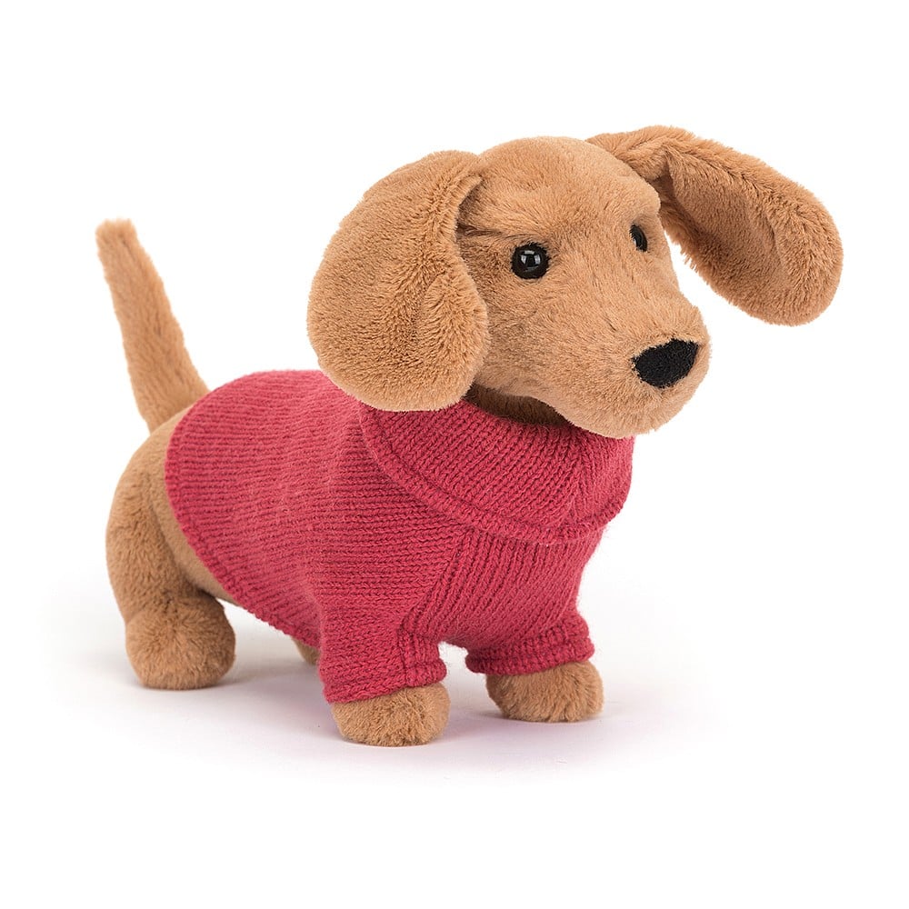 PINK SWEATER SAUSAGE DOG by JELLYCAT
