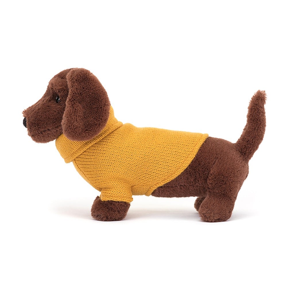 YELLOW SWEATER SAUSAGE DOG by JELLYCAT