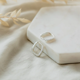 SILVER PETITE SQUARE HOOPS by GLEE JEWELRY