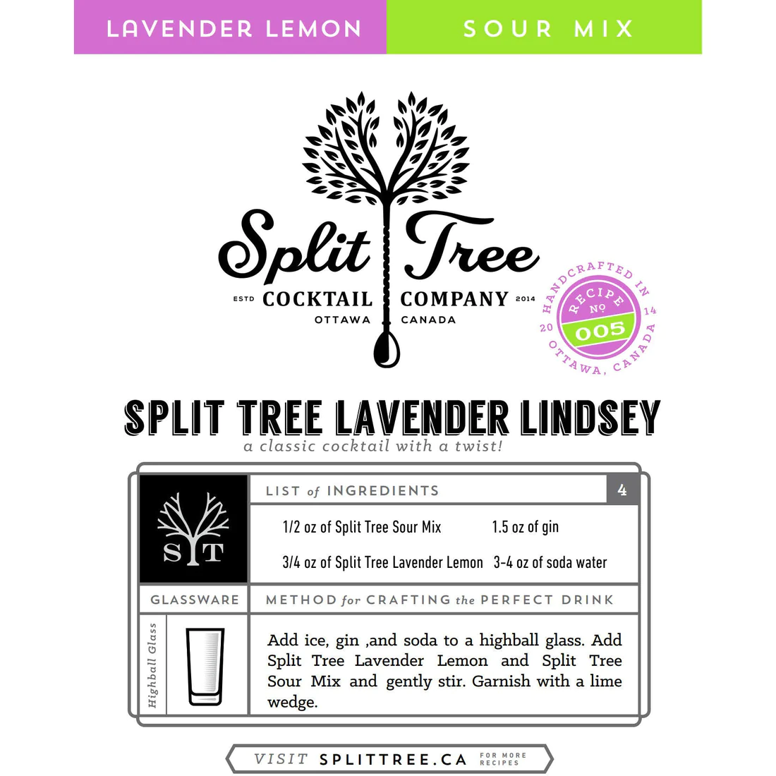 LAVENDER LEMON CORDIAL by SPLIT TREE COCKTAIL CO