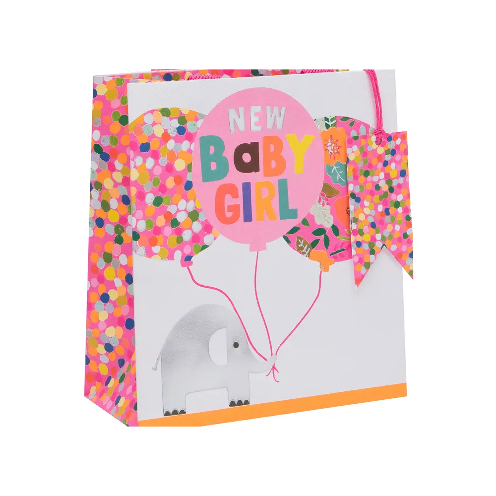 MEDIUM BABY PINK ELEPHANT GIFT BAG