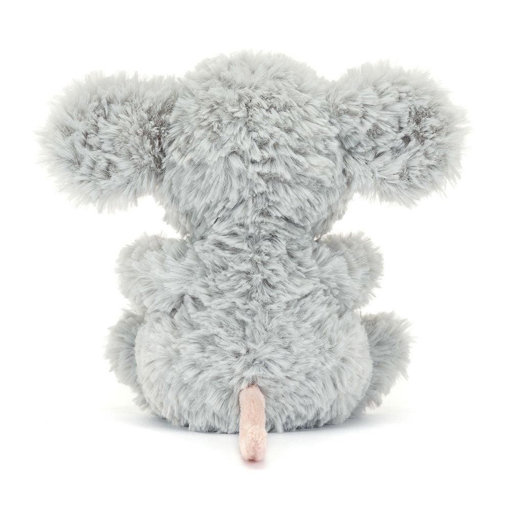back view of a Plush jellycat mouse on a white background