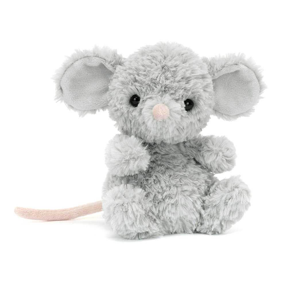 Plush jellycat mouse on a white background