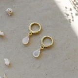 GOLD/PEARL ZIA HOOPS by GLEE JEWELRY