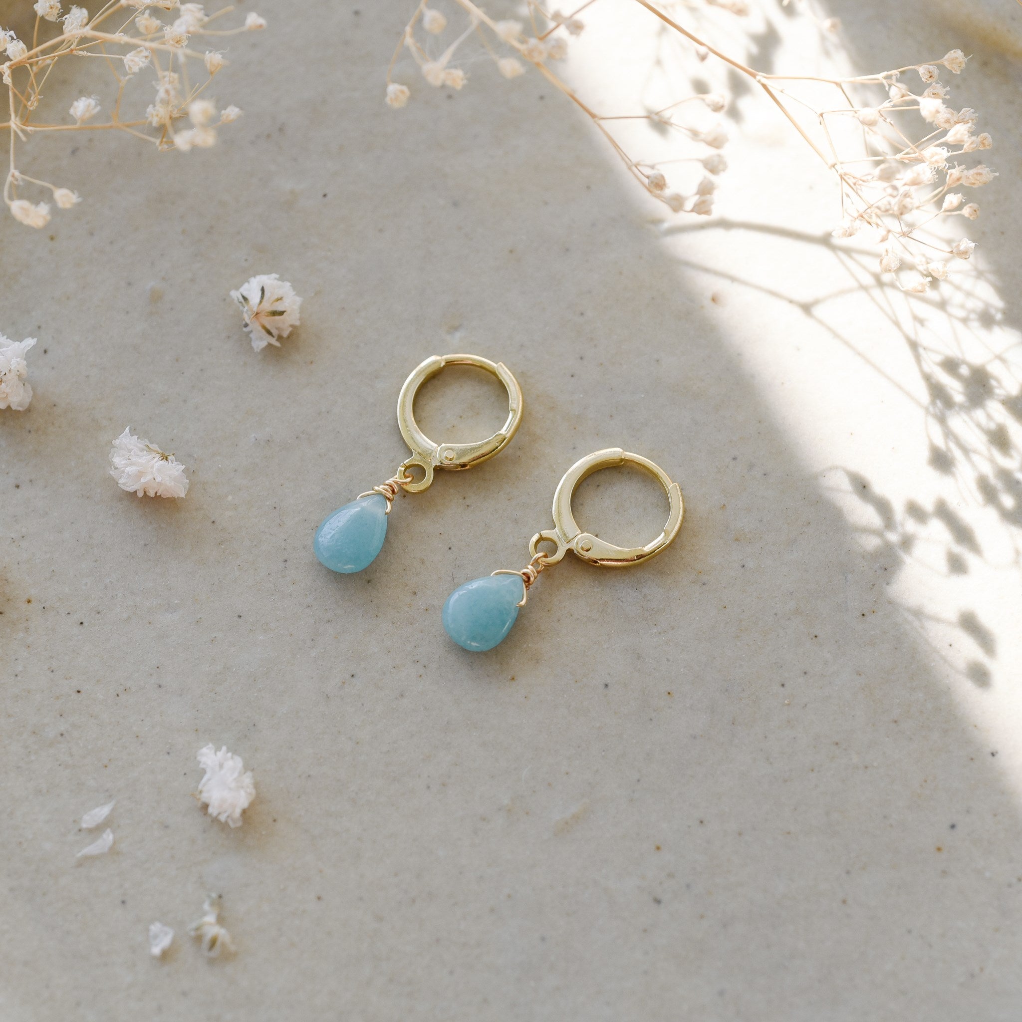 ZIA HOOPS in GOLD & AMAZONITE by GLEE