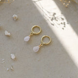 ZIA HOOPS in GOLD & ROSE QUARTZ by GLEE
