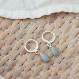 ZIA HOOPS in SILVER & AMAZONITE by GLEE