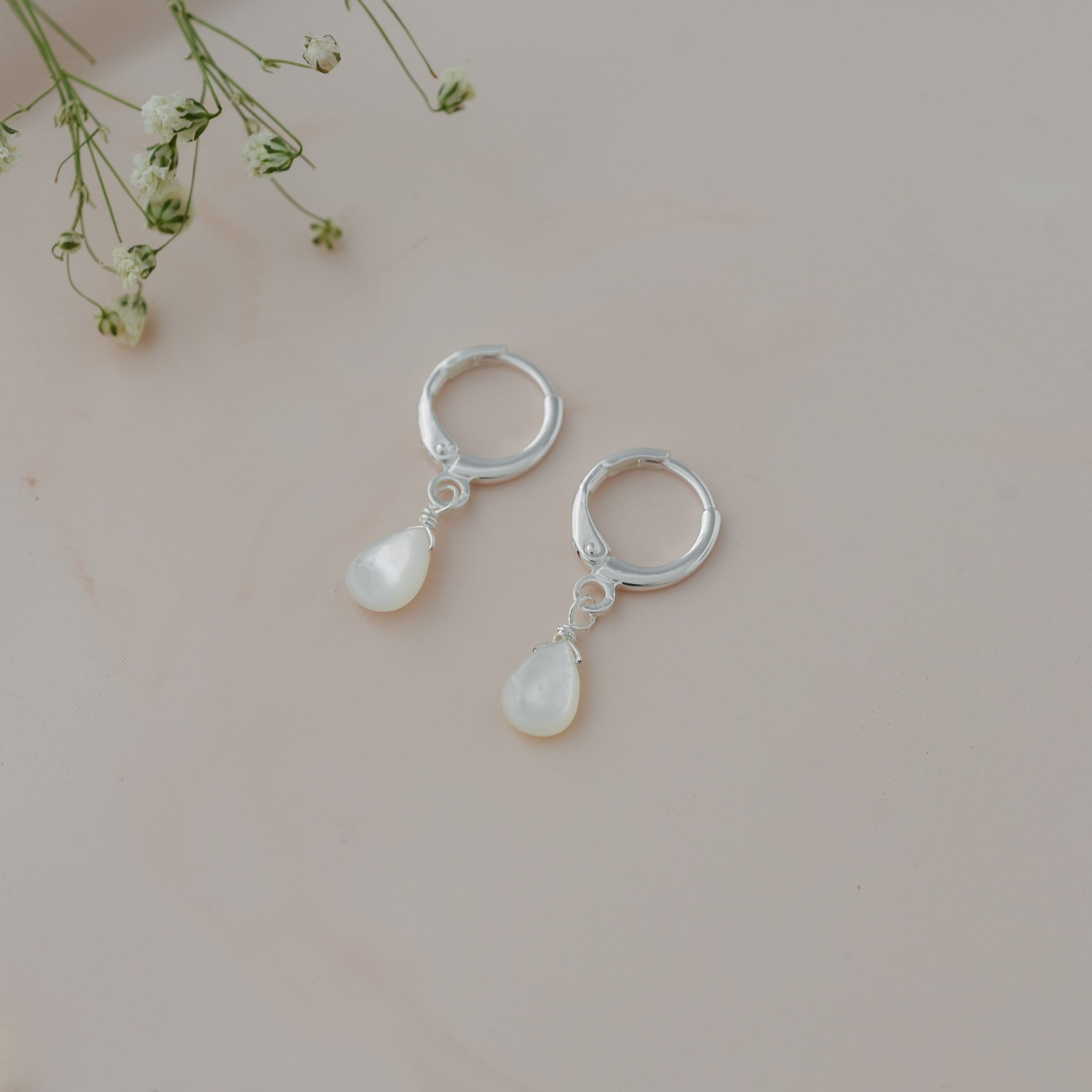 ZIA HOOPS in SILVER & PEARL by GLEE